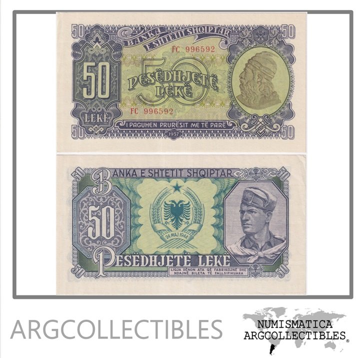 Albania Billete 50 Leke 1957 P-29 AU