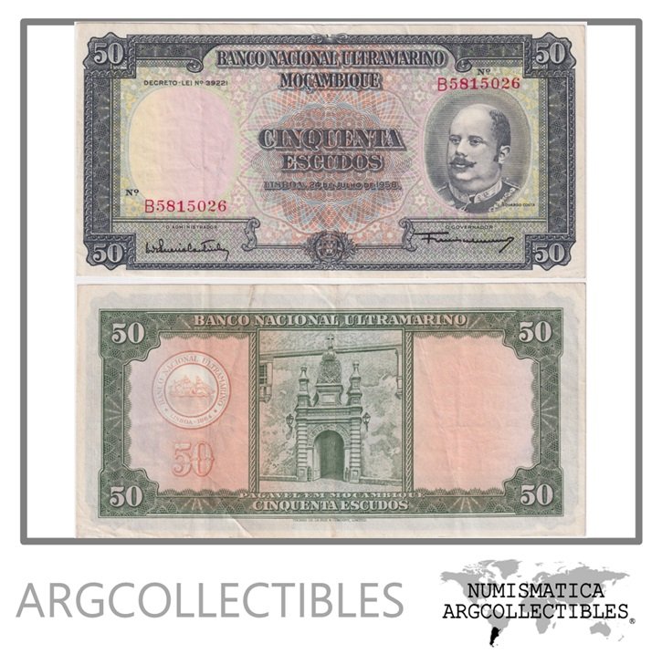 Mozambique Billete 50 Escudos 1958 P-106 VF+