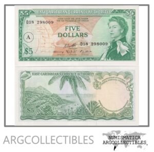 Antigua (Caribe del Este) Billete 5 Dolares 1965 P-14i UNC