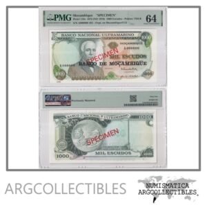 Mozambique Billete 1.000 Escudos 1976 P-119s UNC (Certificado) (Specimen)