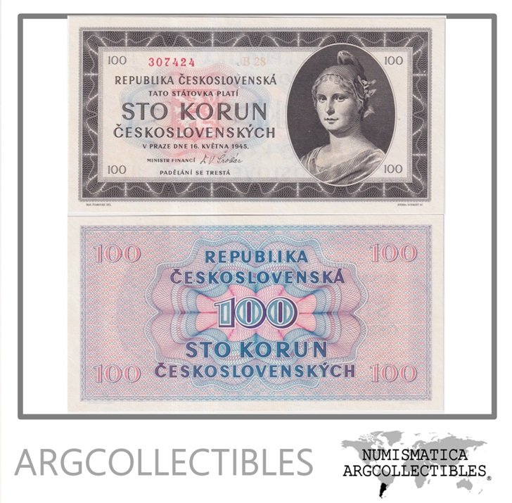 Checoslovaquia Billete 100 Korun 1945 P-67s UNC (Specimen)