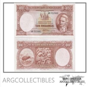 Nueva Zelanda Billete 10 Shillings 1940/1967 P-158d VF+