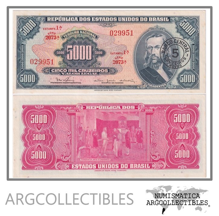 Brasil Billete 5 Cruzeiros Novos 1967 P-188b/C-123 UNC