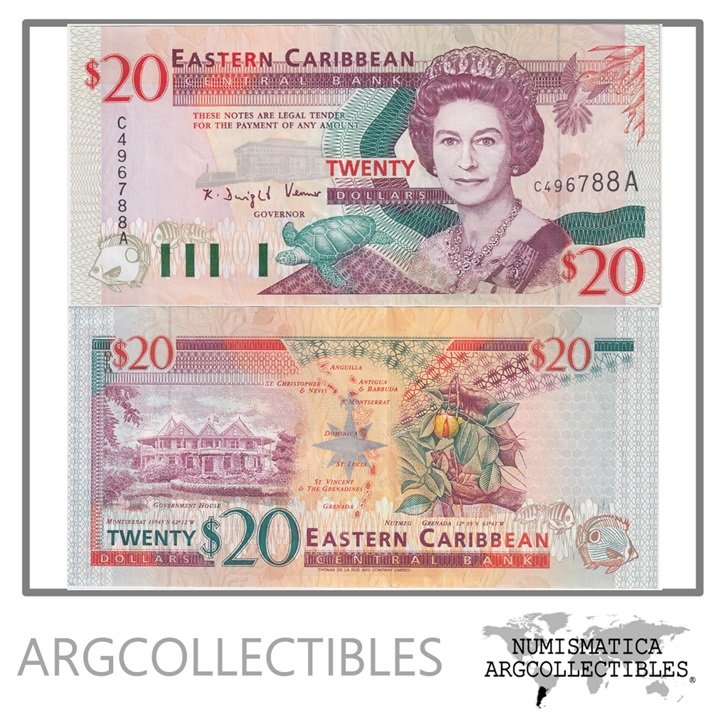 Antigua (Caribe del Este) Billete 20 Dolares 1994 P-33a XF+