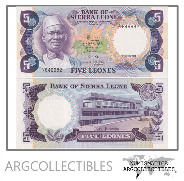 Sierra Leona Billete 5 Leones 1984 P-7f UNC