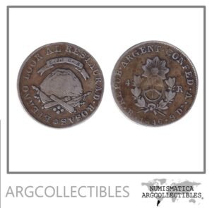 Argentina Moneda 4 Reales 1846 Plata 750 KM-20/CJ-59 F+ (La Rioja / ROSAS)