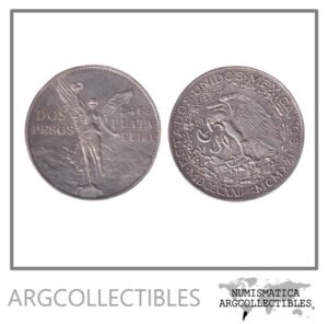 Mexico Moneda 2 Pesos 1921 / 100 Aniversario Independencia Plata 900 KM-462 AU