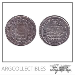 Brasil Moneda 960 Reis 1815 R Plata 896 KM-307.3 Sobre 8 Reales Español