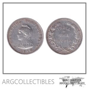 India Portuguesa Moneda 1 Rupia 1912 Plata 917 KM-18 VF+