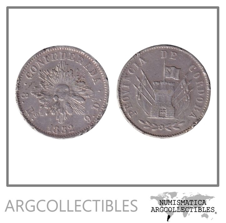 Argentina Cordoba Moneda 8 Reales 1852 Plata 750 KM-32/CJ-63 F+