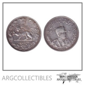 Iran Moneda 5.000 Dinares 1928 Reza Pahlavi Plata 900 KM-1106 VF