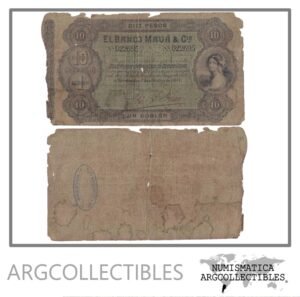 Uruguay Billete 10 Pesos 1871 Banco Maua P-S-291 VG