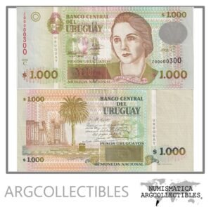 Uruguay Billete 1.000 Pesos 2008 P-91b XF (Reposicion) (Serie C) (Numero Bajo)