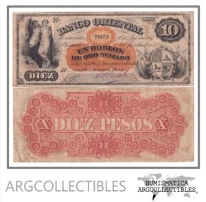 Uruguay Billete 10 Pesos 1867 P-S-385 VF+ (Banco Oriental)