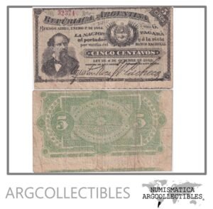Argentina Billete 5 Centavos 1884 P-1/NC-349 VF