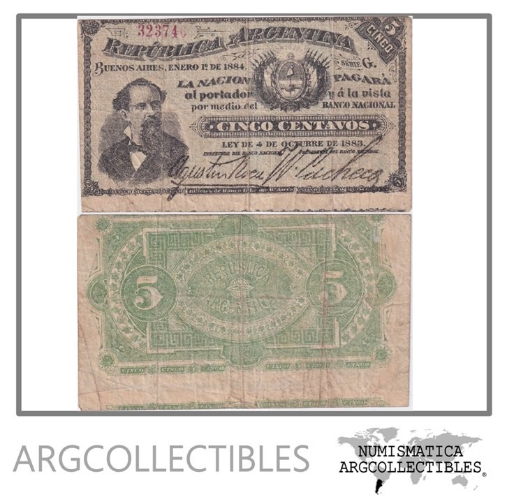 Argentina Billete 5 Centavos 1884 P-1/NC-349 VF