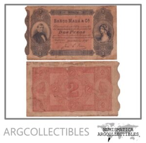 Uruguay Billete 2 Pesos 1875 P-S-304 VF (Banco Maua)