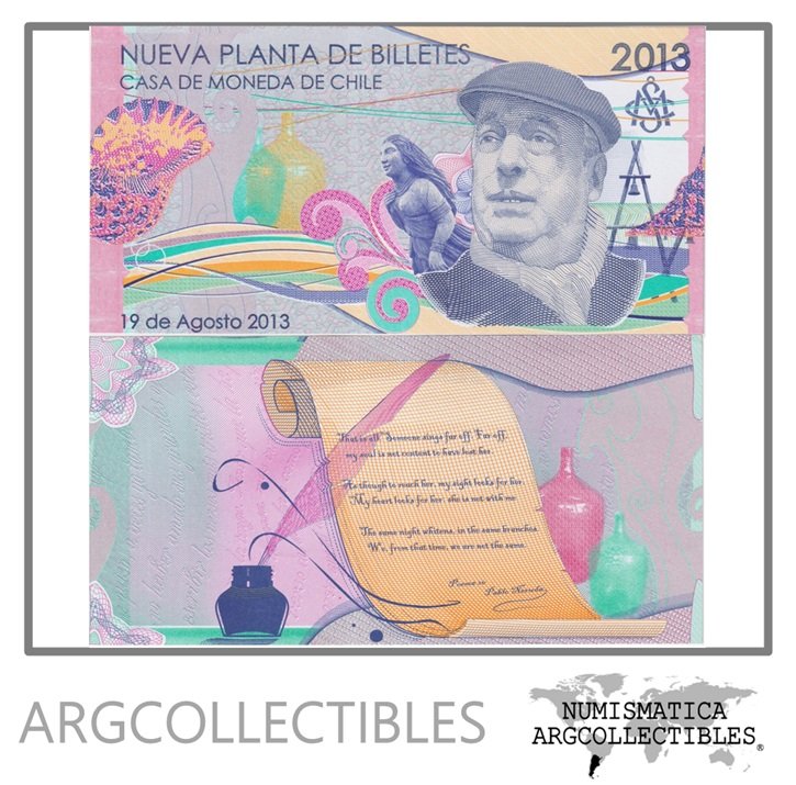 Chile Billete Blister 2013 Casa de la Moneda Test Note UNC (Pablo Neruda)