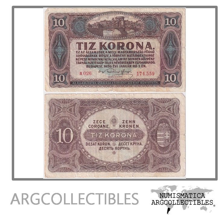 Hungria Billete 10 Korona 1920 P-60 F+