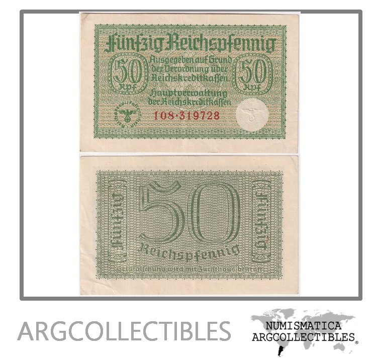 Alemania (Nazi) Billete 50 Pfennig 1940 P-R135 XF (Territorios Ocupados)