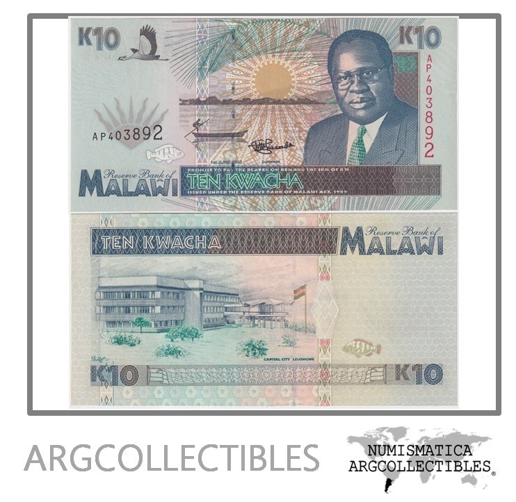 Malawi Billete 10 Kwacha 1995 P-31 UNC