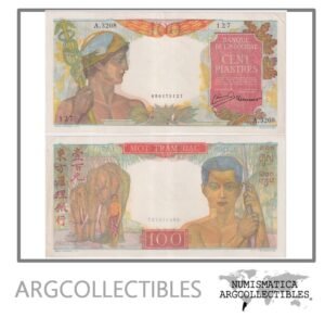 Indochina Francesa Billete 100 Piastres 1947 P-82 XF+