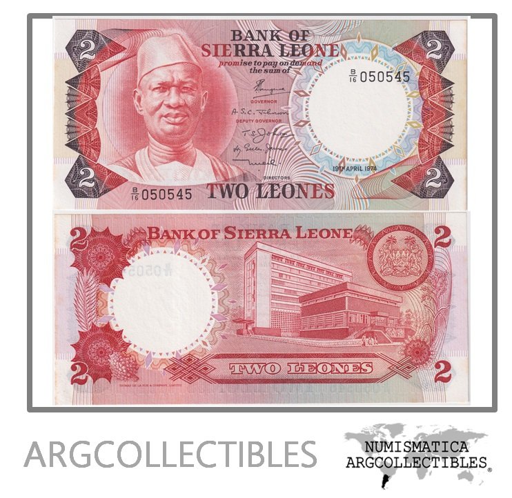 Sierra Leona Billete 2 Leones 1974 P-6 UNC