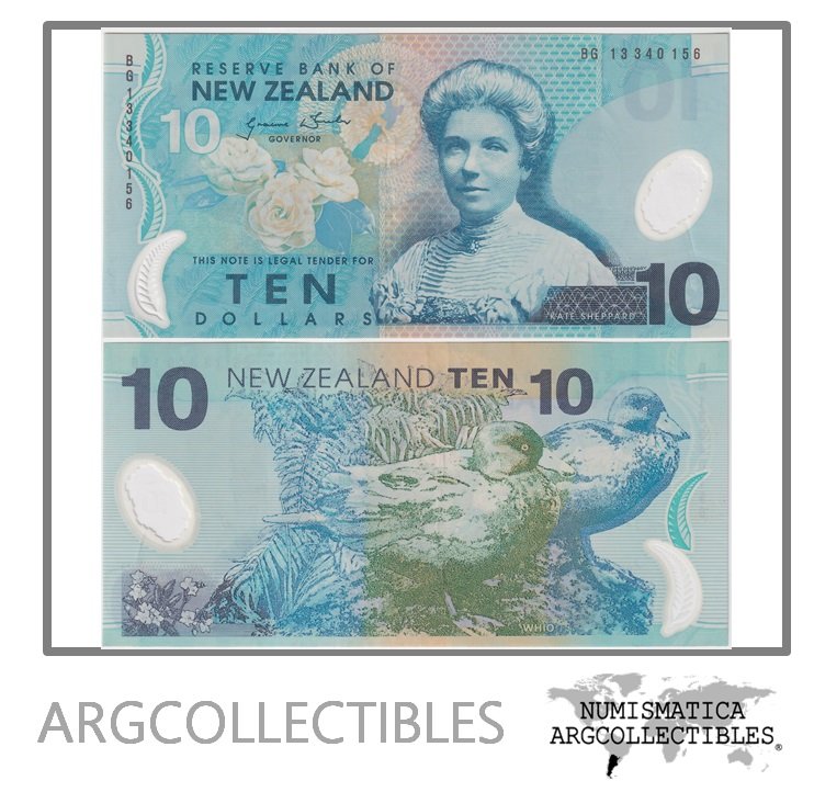 Nueva Zelanda Billete 10 Dolares 2013 P-186c XF (Polimero)