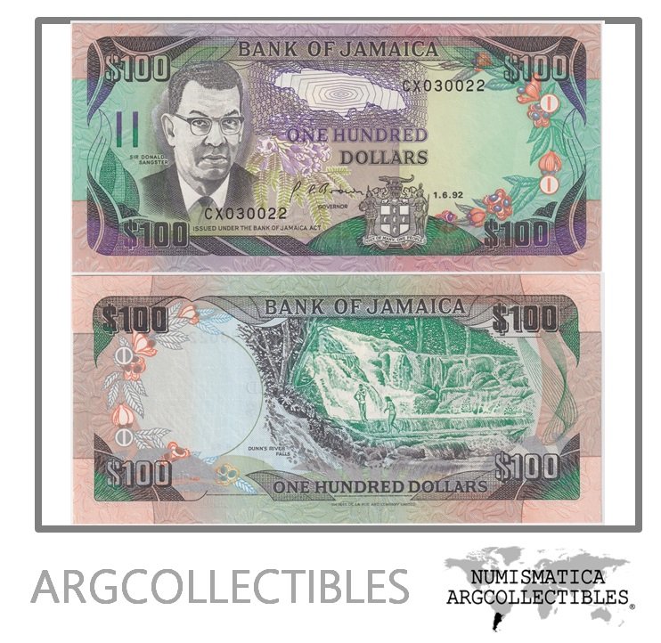 Jamaica Billete 100 Dolares 1992 P-75b UNC