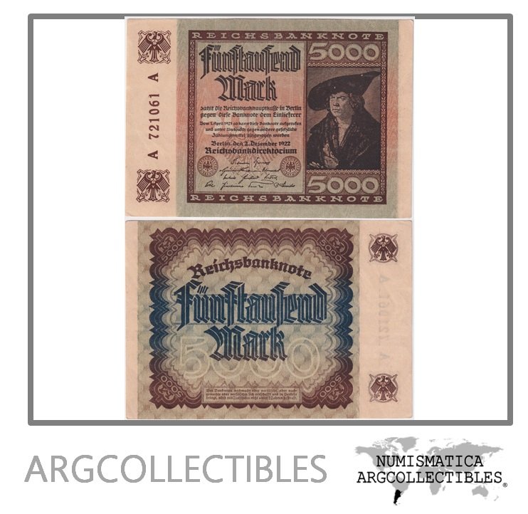 Alemania Billete 5.000 Marcos 1922 P-81 AU