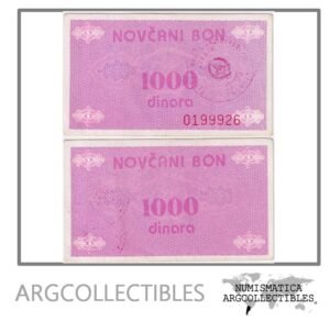 Bosnia y Herzegovina Billete 1.000 Dinara 1992 P-50 XF