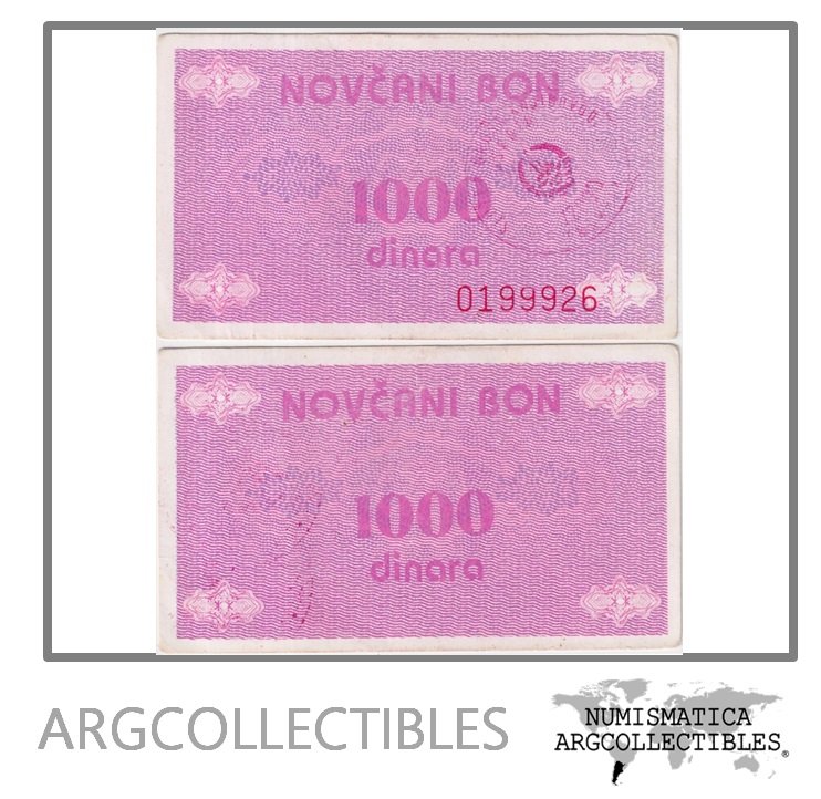 Bosnia y Herzegovina Billete 1.000 Dinara 1992 P-50 XF