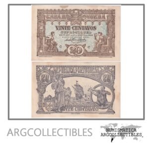Portugal Billete 20 Centavos 1922 P-100 AU (Mancha)