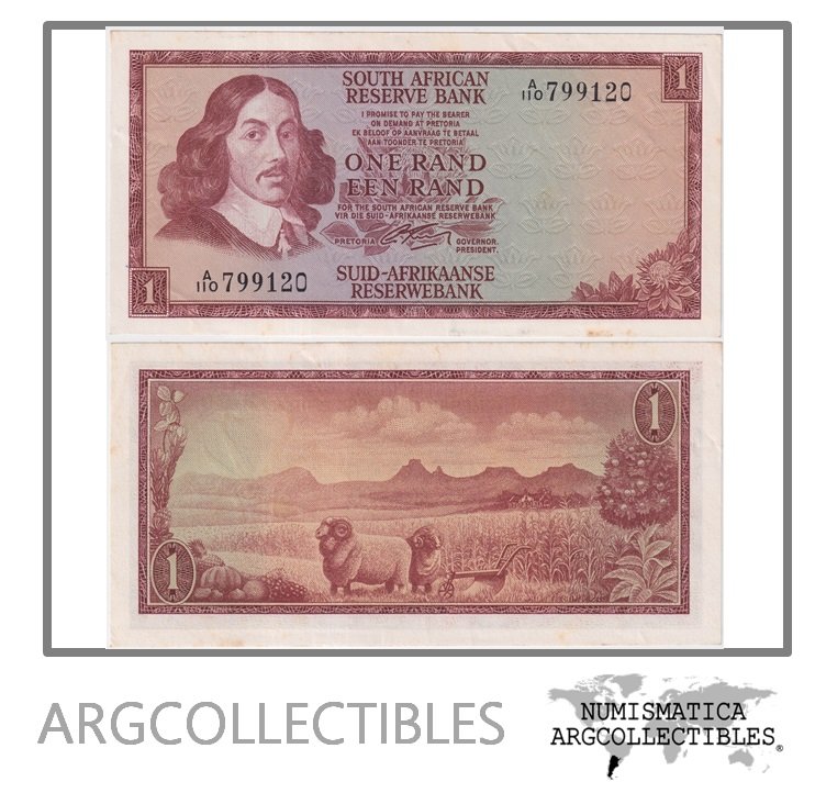 Sudafrica Billete 1 Rand 1966 P-109a AU