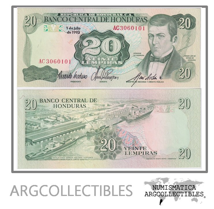 Honduras Billete 20 Lempiras 1993 P-65d AU