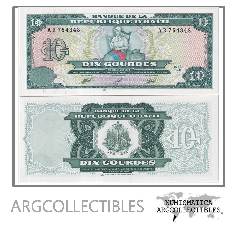 Haiti Billete 10 Gourdes 1991 P-256 UNC