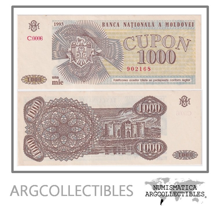 Moldavia Billete 1.000 Cupon 1993 P-3 UNC