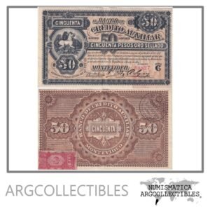 Uruguay Billete 50 Pesos Oro 1887 P-S-165 UNC (Banco Credito Auxiliar)