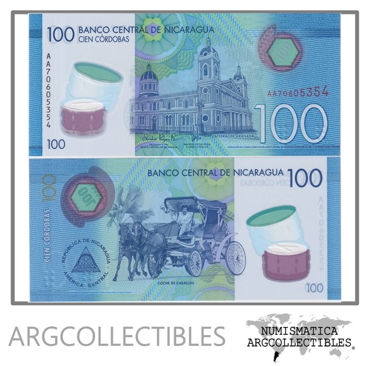 Nicaragua Billete 100 Cordobas 2021 P-212 UNC (Polimero)