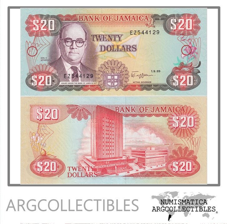 Jamaica Billete 20 Dolares 1989 P-72c UNC