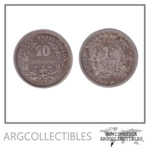Uruguay Moneda 10 Centesimos 1877 Plata XF-