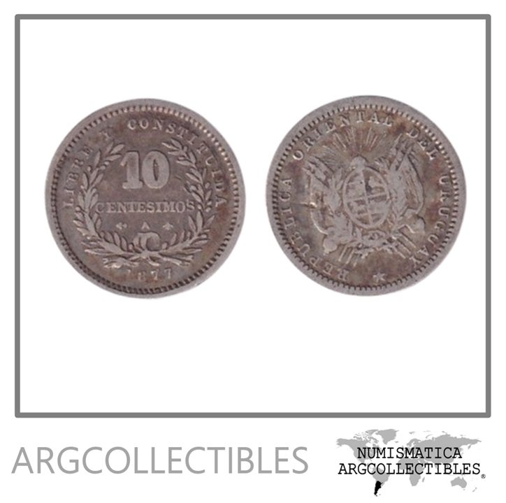 Uruguay Moneda 10 Centesimos 1877 Plata XF-