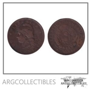 Argentina Moneda Nacional 2 Centavos Patacon 1891 Cobre Vf-