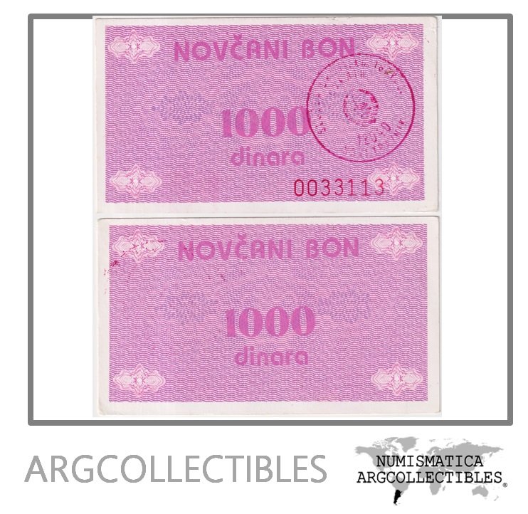 Bosnia y Herzegovina Billete 1.000 Dinara 1992 P-50 AU