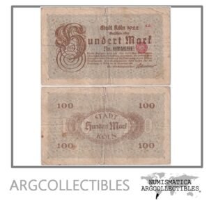 Alemania Billete 100 Marcos 1922 Notgeld Koln F+
