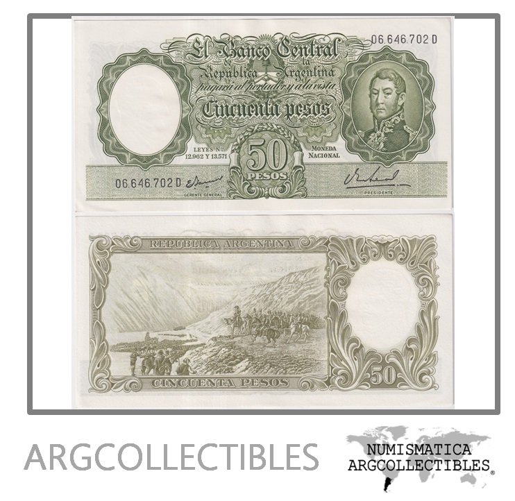 Argentina Billete 50 Pesos 1967 P-271/BOT-2024 UNC (Serie D)