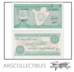 Burundi Billete 10 Francos 1989 P-33b UNC