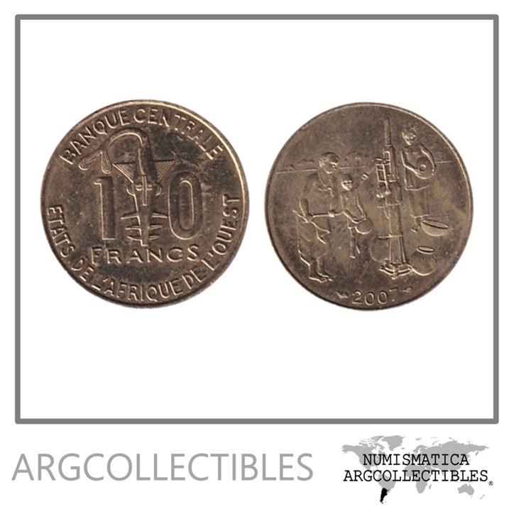 Africa del Oeste Moneda 10 Francos 2007 FAO Laton KM-10 UNC