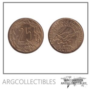 Estados de Africa Ecuatorial Camerun Moneda 25 Francos 1962 Cobre KM-4 AU
