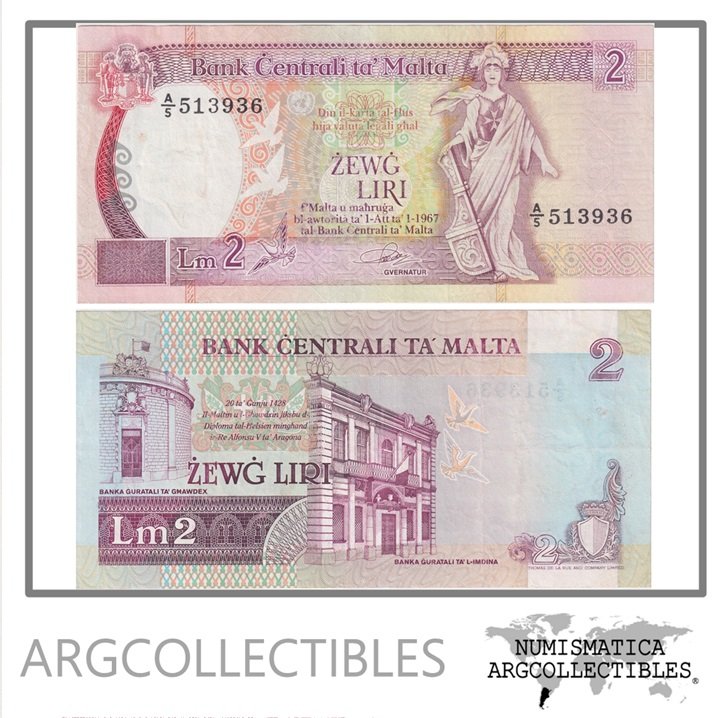 Malta Billete 2 Liri 1994 P-45a XF